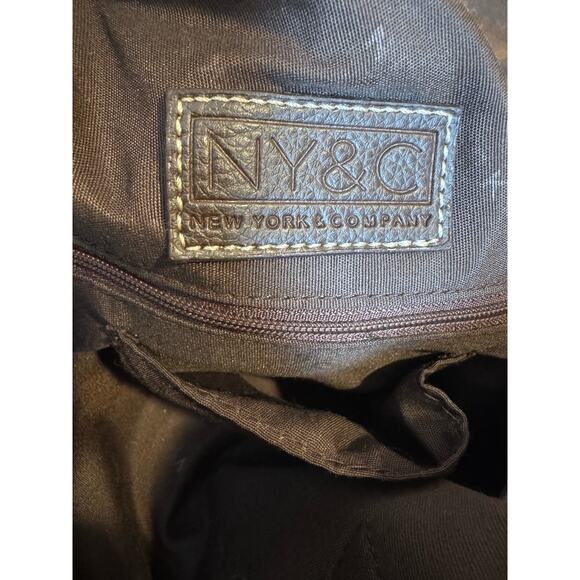 Vintage Y2K New York & Company Canvas Monogram Faux Leather Drawstring Tote - Picture 7 of 7